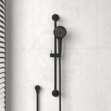 Meir Round Three Function Hand Shower On Rail Column Matte Black With Handheld