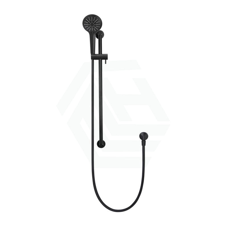 Meir Round Three Function Hand Shower On Rail Column Matte Black With Handheld