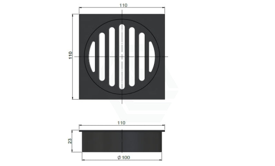 Meir Square Brass Floor Grate Shower Drain 100Mm Outlet Champagne Wastes