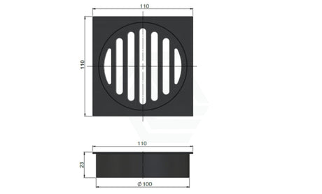 Meir Square Brass Floor Grate Shower Drain 100Mm Outlet Champagne Wastes