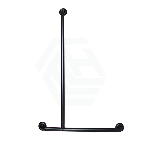 Metlam 1100X700Mm Left/Right Hand Offset Flush Mount Shower Grab Rail In Designer Black Left Safety