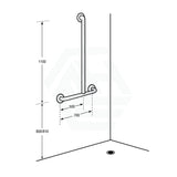 Metlam 1100X700Mm Left/Right Hand Offset Flush Mount Shower Grab Rail In Designer Black Safety Bars