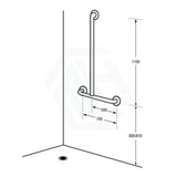 Metlam 1100X700Mm Left/Right Hand Offset Flush Mount Shower Grab Rail In Designer Black Safety Bars