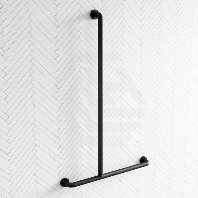 Metlam 1100X700Mm Left/Right Hand Offset Flush Mount Shower Grab Rail In Designer Black