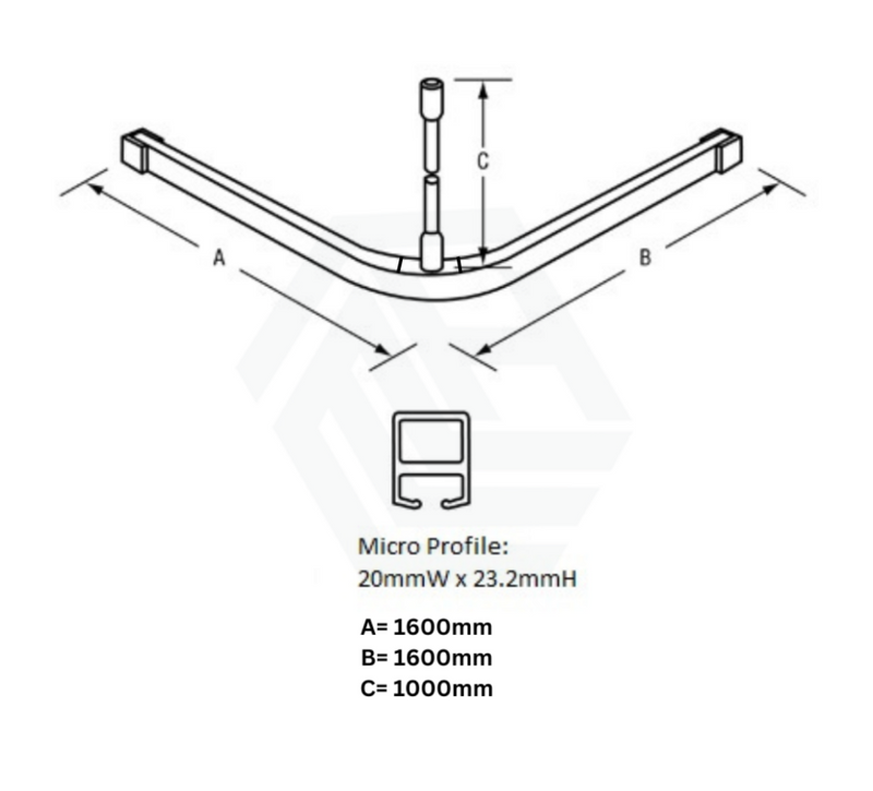 1200/1600Mm L Bend Shower Curtain Track System In Designer Black 1600X1600Mm Special Care Needs