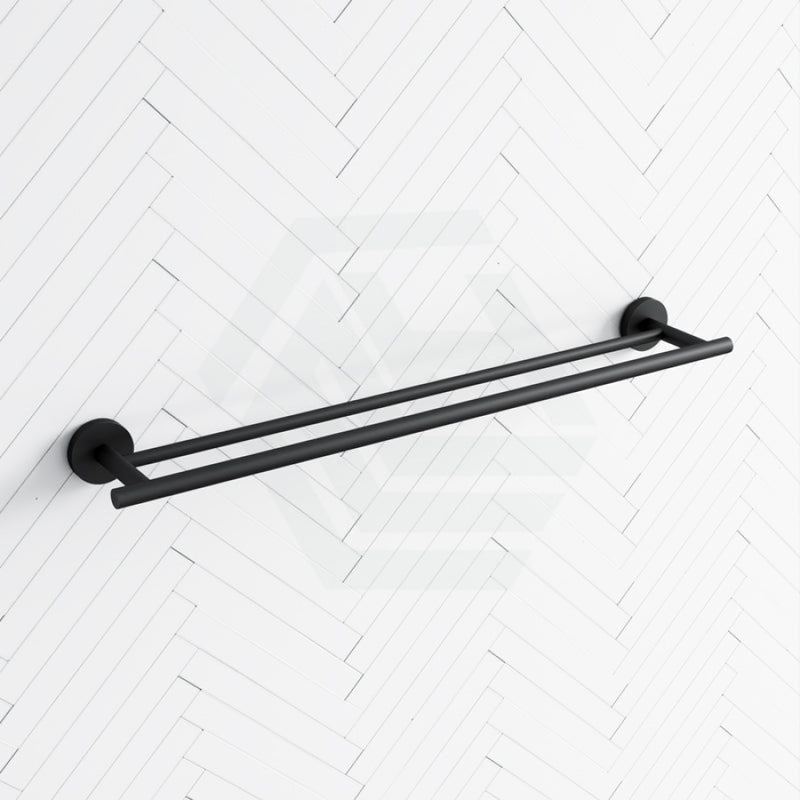 Metlam 635Mm Round Double Towel Rail Designer Matt Black Rails