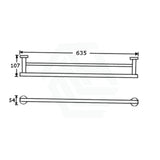 Metlam 635Mm Round Double Towel Rail Designer Matt Black Rails