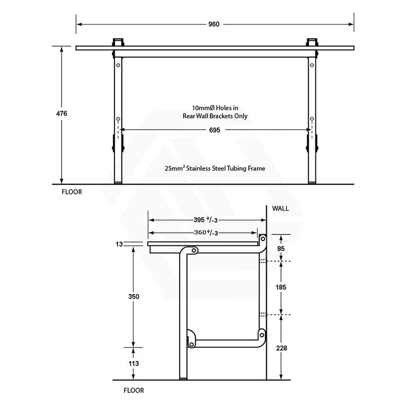 Metlam Compact Laminate Folding Shower Seat With Legs