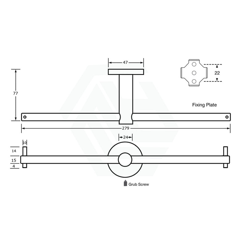 Metlam Double Toilet Roll Holder Designer Black 279Mm Solid Horizontal Bar Paper Holders