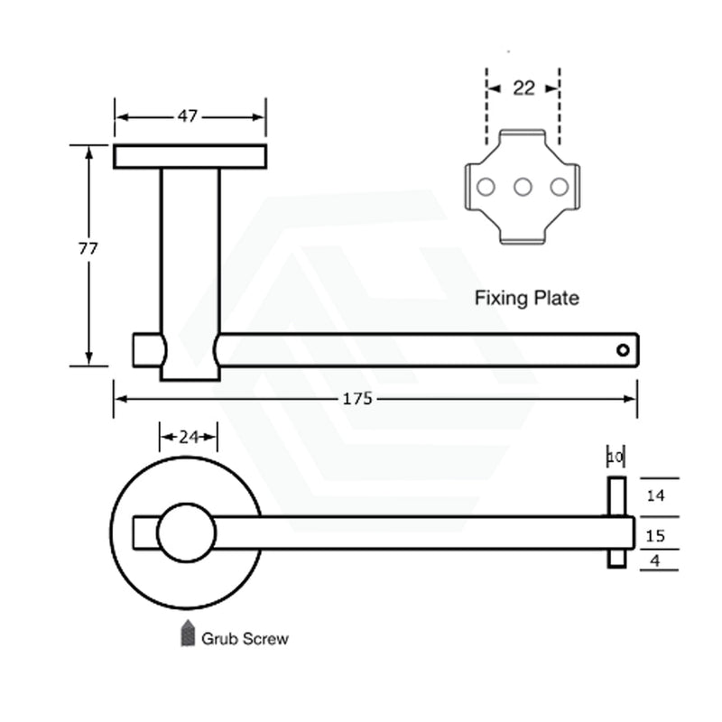 Metlam Single Toilet Roll Holder Designer Black 175Mm Solid Horizontal Bar Paper Holders