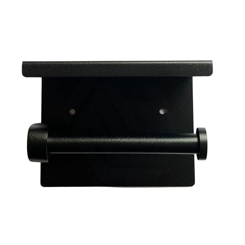 Metlam Single Toilet Roll Holder With Shelf Top Designer Black Paper Holders