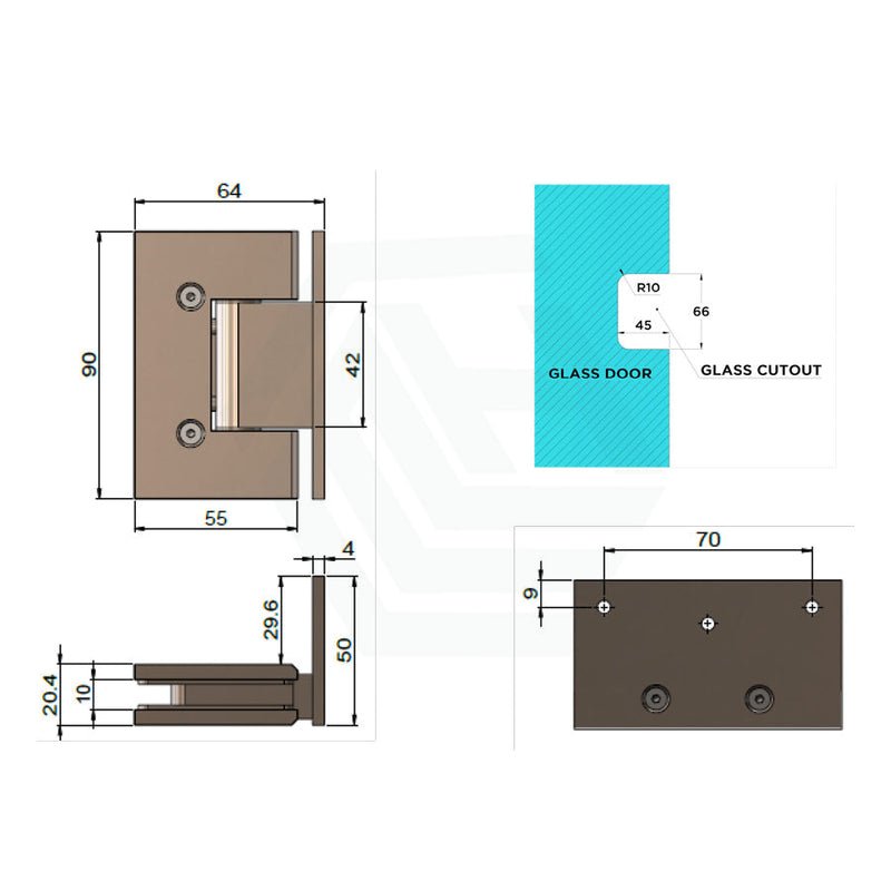 Meir Pvd Lustre Bronze Brass Glass To Wall Shower Door Hinge