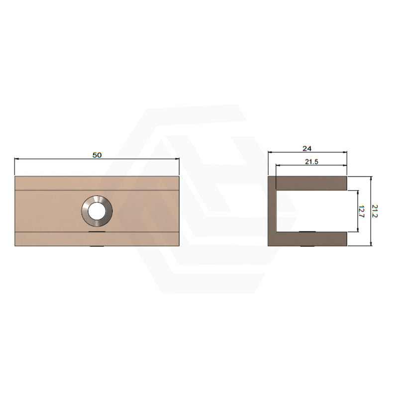 Meir Glass Fixing U Bracket Solid Brass Pvd Lustre Bronze Door Hinge