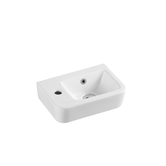 375X255X125Mm Mini Rectangle Gloss White Wall Hung Ceramic Basin Left Or Right Tap Hole Available