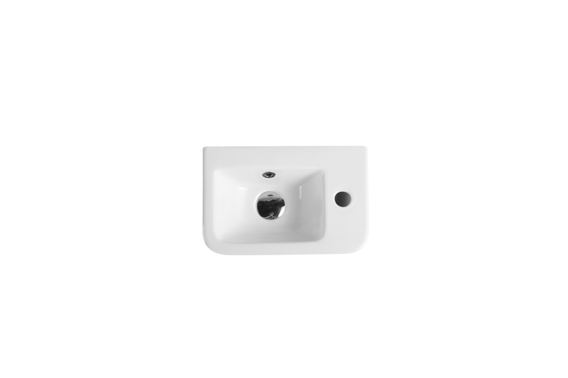 375X255X125Mm Mini Rectangle Gloss White Wall Hung Ceramic Basin Left Or Right Tap Hole Available