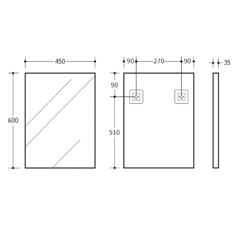 450/600/750/900/1200Mm Bathroom Black Framed Square Mirror Wall Mounted 450X600X35Mm Mirrors