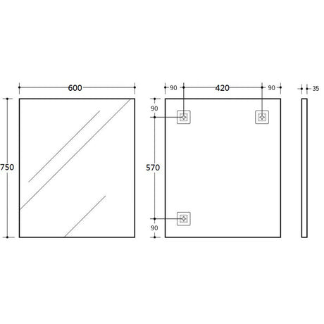 450/600/750/900/1200Mm Bathroom Black Framed Square Mirror Wall Mounted Mirrors