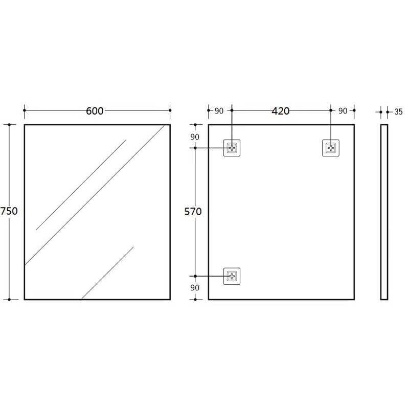 450/600/750/900/1200Mm Bathroom Black Framed Square Mirror Wall Mounted Mirrors