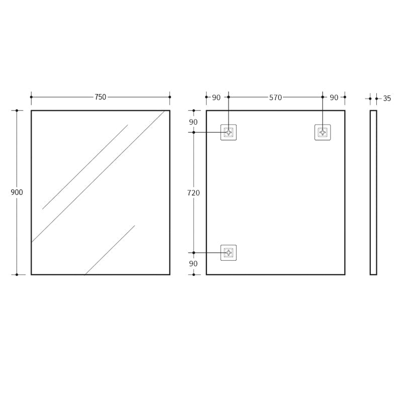 450/600/750/900/1200Mm Bathroom Black Framed Square Mirror Wall Mounted Mirrors