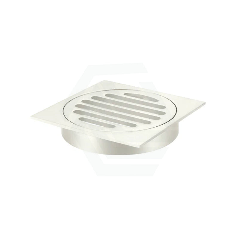 Meir Square Brass Floor Grate Shower Drain 100Mm Outlet Variant Colour Available Brushed Nickel