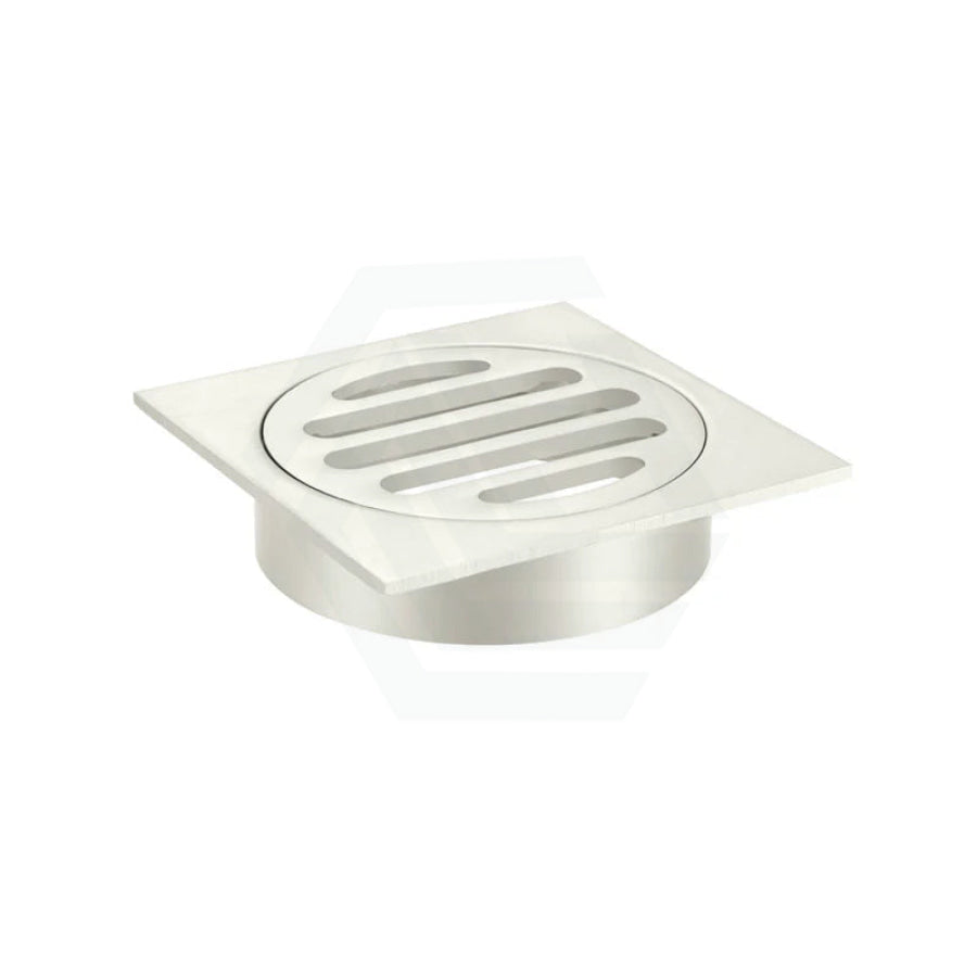 Meir Square Brass Floor Grate Shower Drain 80Mm Outlet Variant Colour Available N#3(Nickel) Wastes