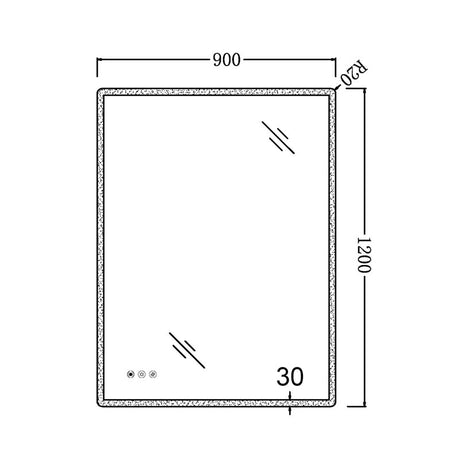 600/750/900/1200Mm Round Angle Frameless Led Wall Mirror Motion Sensor Auto On Light Rim 900X1200Mm