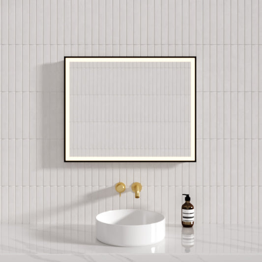 600/750/900mm Led Mirror Square Black Framed Demister Horizontal/Vertical Installation