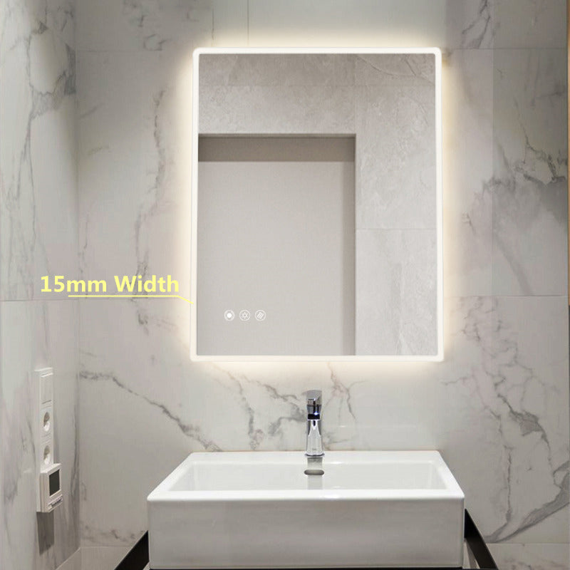 600/750/900/1200Mm Round Angle Frameless Led Wall Mirror Motion Sensor Auto On Light Rim Led Mirrors