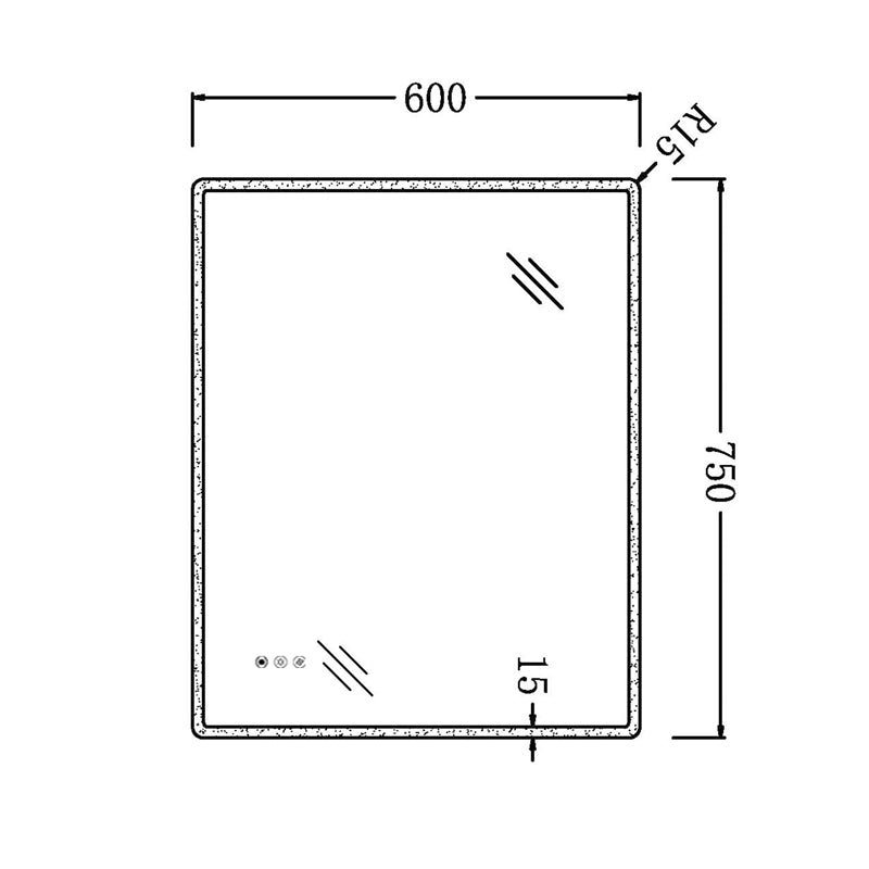 600/750/900/1200Mm Round Angle Frameless Led Wall Mirror Motion Sensor Auto On Light Rim 600X750Mm