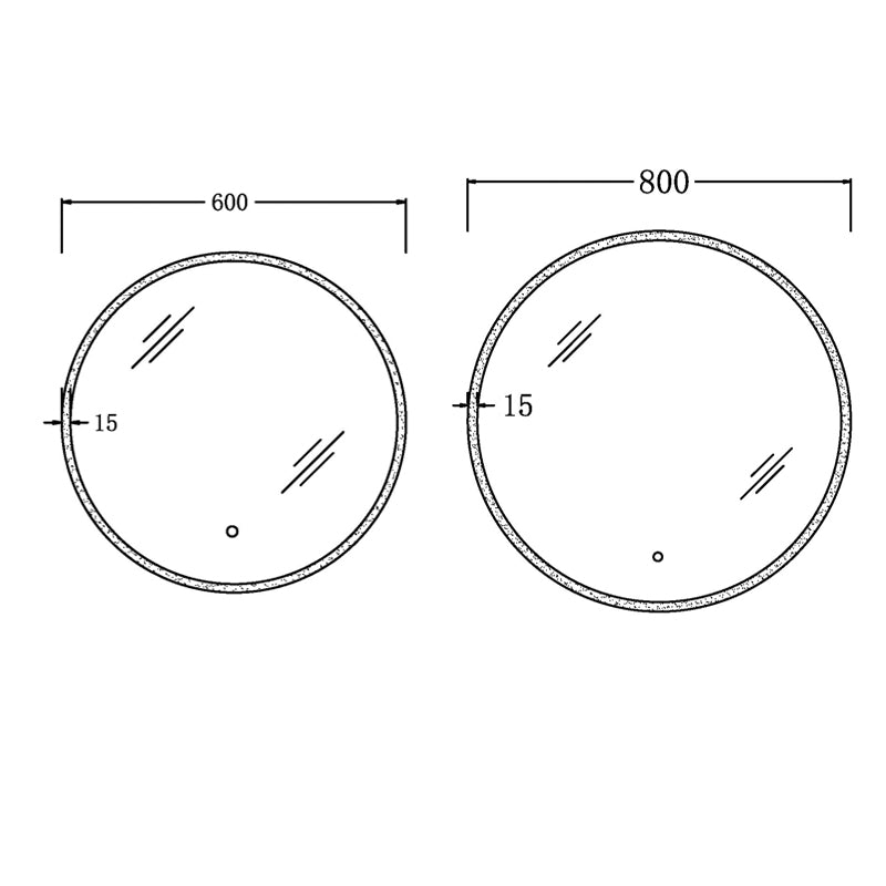 600/800mm Round LED Mirror Touch Sensor Switch 3 Colours Lighting Acrylic Frontlit