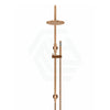 Meir 200Mm Round Gooseneck Twin Shower Station Universal Water Inlet Pvd Lustre Bronze Showers