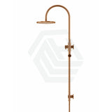 Meir 200Mm Round Gooseneck Twin Shower Station Universal Water Inlet Pvd Lustre Bronze Showers