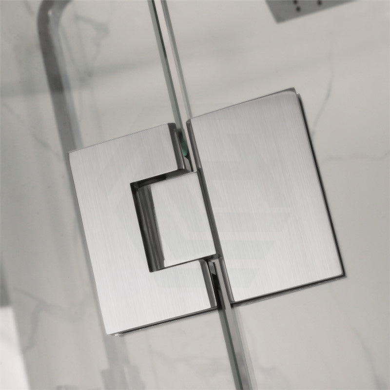 1090-2600Mm 3 Panels Wall To Shower Screen Frameless 10Mm Glass Brushed Nickel Fittings