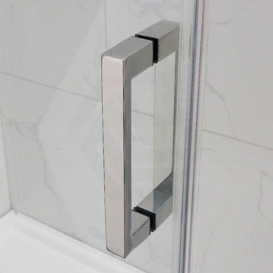 1180-2000X2000Mm Sliding Shower Screen L Shape Frameless Brushed Nickel Square Handle 10Mm Glass