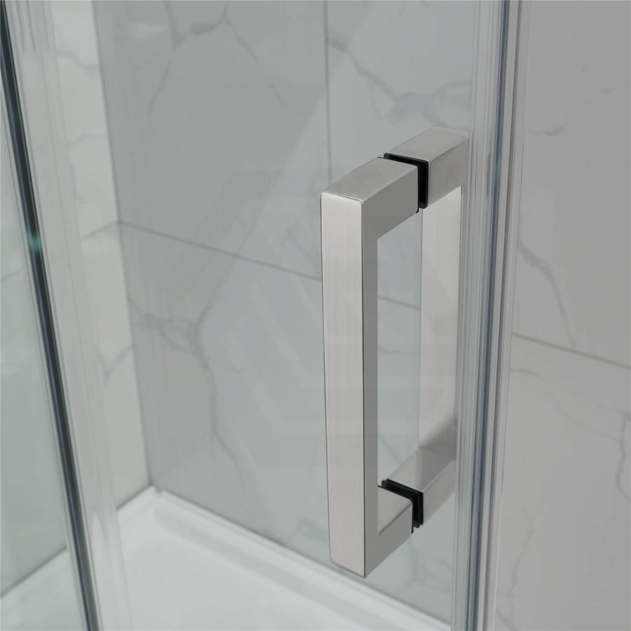 2000-2500X2000Mm Frameless Shower Screen Wall To Sliding Door Brushed Nickel Framed 10Mm Glass 3