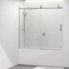 1450-1800X1600Mm Bathtub Sliding Shower Screen Wall To Frameless Square Handle Brushed Nickel