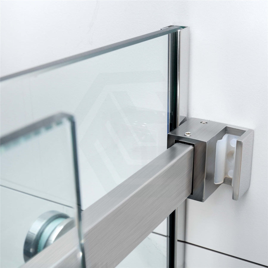 1450-1800X1600Mm Bathtub Sliding Shower Screen Wall To Frameless Square Handle Brushed Nickel