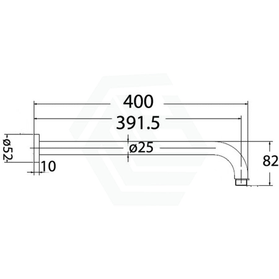 N#1(Nickel) 400Mm Round Horizontal Shower Arm Brushed Nickel Wall Mounted Black Arms