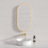 N#1(Nickel) 450X900Mm Beau Monde Led Mirror Oval Brushed Nickel Framed Touch Sensor Backlit For