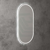 N#1(Nickel) 450X900Mm Beau Monde Led Mirror Oval Brushed Nickel Framed Touch Sensor Backlit For