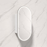 N#1(Nickel) 450X900Mm Beau Monde Led Mirror Oval Shaving Cabinet Matt White Finish Brushed Nickel