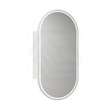 N#1(Nickel) 450X900Mm Beau Monde Led Mirror Oval Shaving Cabinet Matt White Finish Brushed Nickel