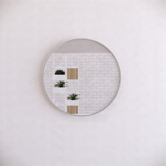 600/800Mm Bathroom Brushed Nickel Framed Round Mirror Wall Mounted Mirrors
