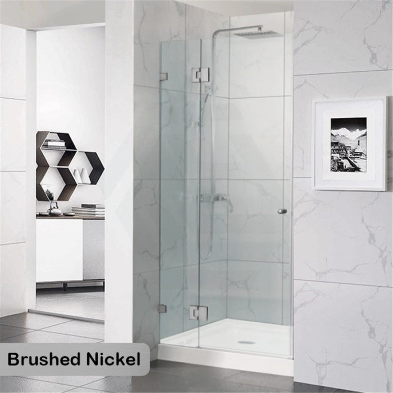 685-995Mm Wall To Shower Screen Hinge And Door Panel Brushed Nickel Fittings Frameless 10Mm Glass