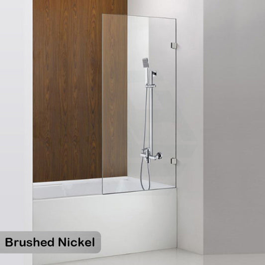 750/805/900Xmm Bathtub Shower Screen Fixed Panel Brushed Nickel Fittings 10Mm Tempered Glass