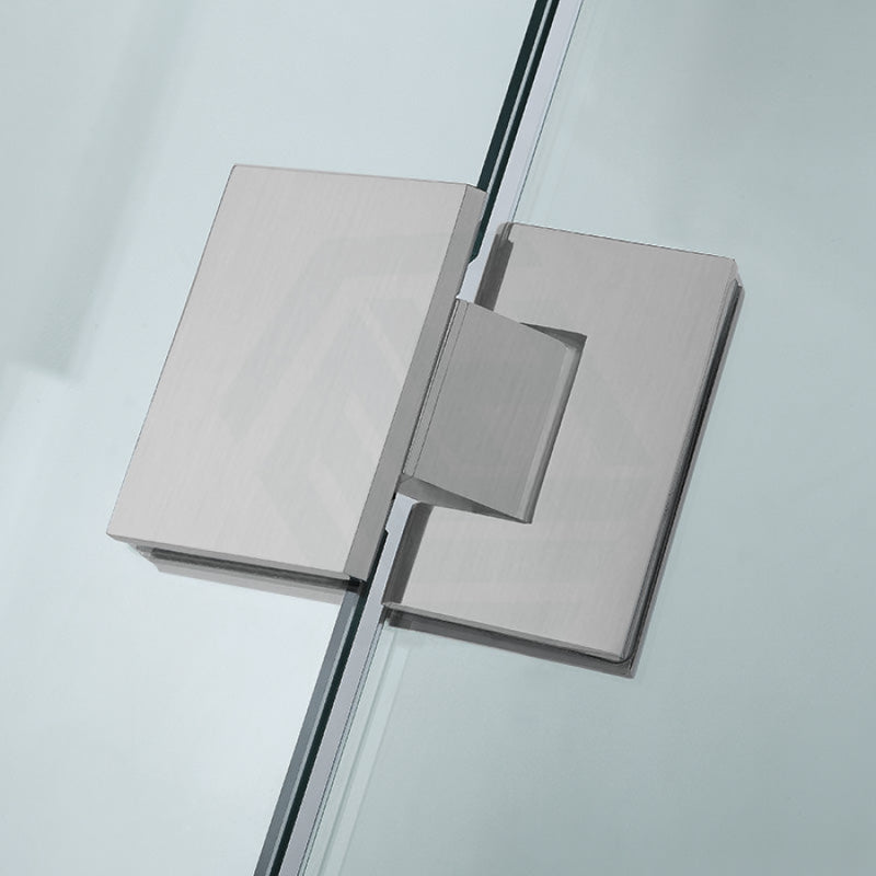 800~1150Mm Diamond Shape Shower Screen Pivot Door Brushed Nickel Frameless 10Mm Glass 2000Mm Height