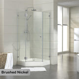 800~1150Mm Diamond Shape Shower Screen Pivot Door Brushed Nickel Frameless 10Mm Glass 2000Mm Height