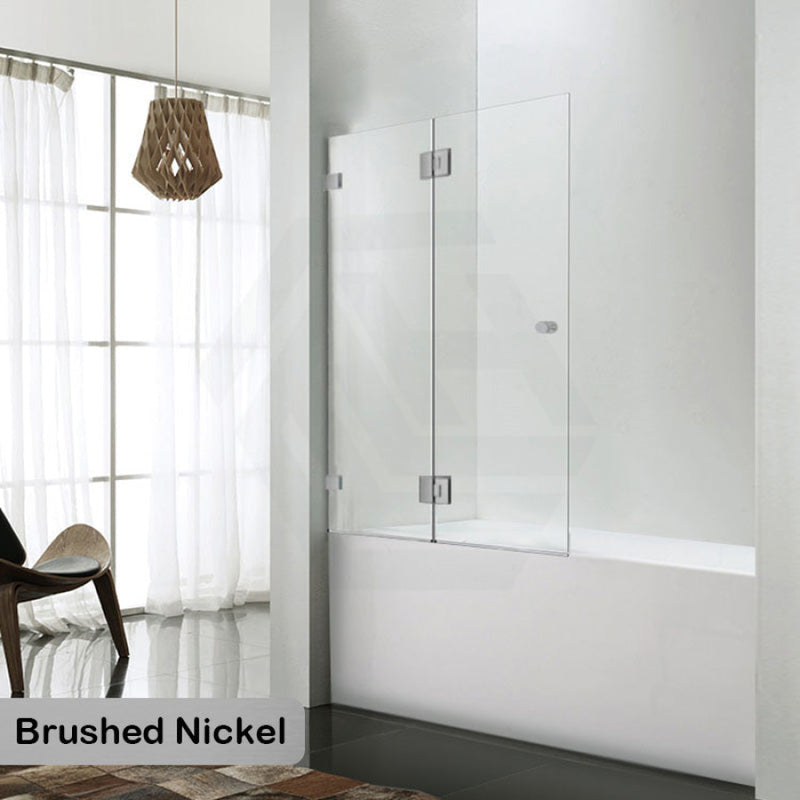 850/1000X1500Mm Fixed & Swing Bathtub Shower Screen 10Mm Tempered Glass Frameless Panel Brushed