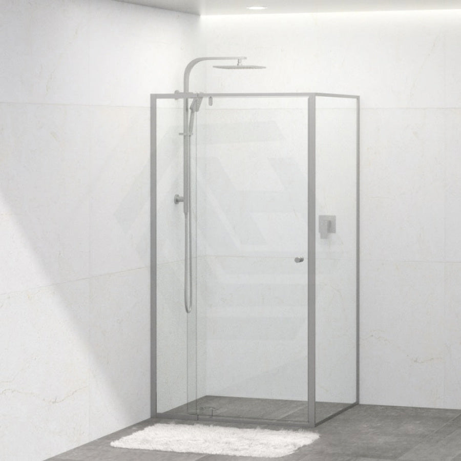 N#1(Nickel) 850-1150X2000Mm Semi-Frameless L Shape Shower Screen Pivot Door With Return Panel