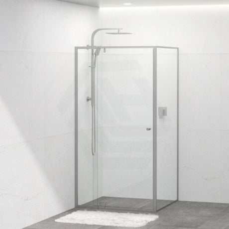 N#1(Nickel) 850-1150X2000Mm Semi-Frameless L Shape Shower Screen Pivot Door With Return Panel